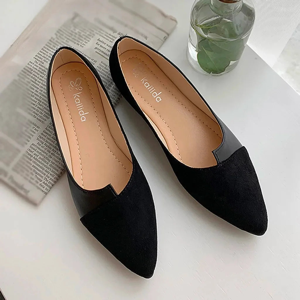Women Shoes Fashion Splice Mule Flats Pointed Toe Ballerina Ballet Flat Shoe Zapatos Casual Slip On Shoes Mujer Loafers