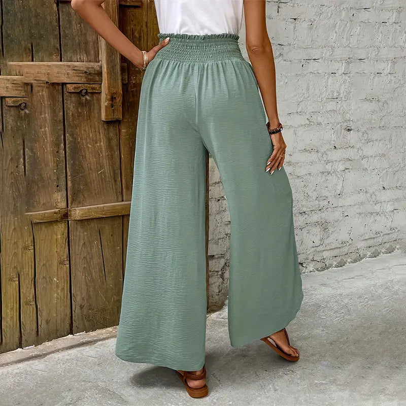 Women Wide Leg Pants Yoga Split Trousers Female Elastic Wasit Casual Loose Fitness Open Leg Pants Solid Color Harem Pants