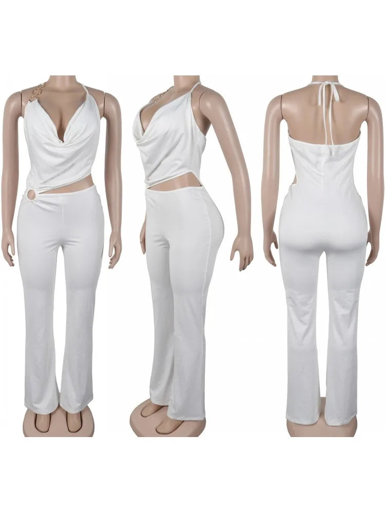 Women Jumpsuits For Summer Autumn Sleeveless Solid Color Bandage Loose Fashion Streetwear Overalls Wide Leg Pants Trousers 2025