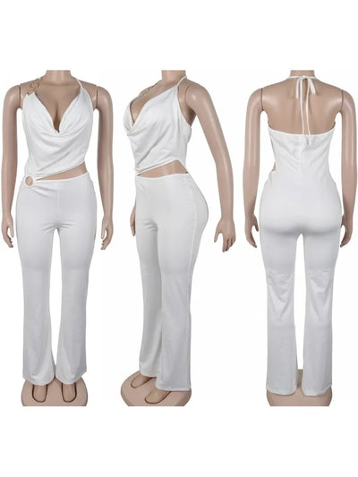 Women Jumpsuits For Summer Autumn Sleeveless Solid Color Bandage Loose Fashion Streetwear Overalls Wide Leg Pants Trousers 2025
