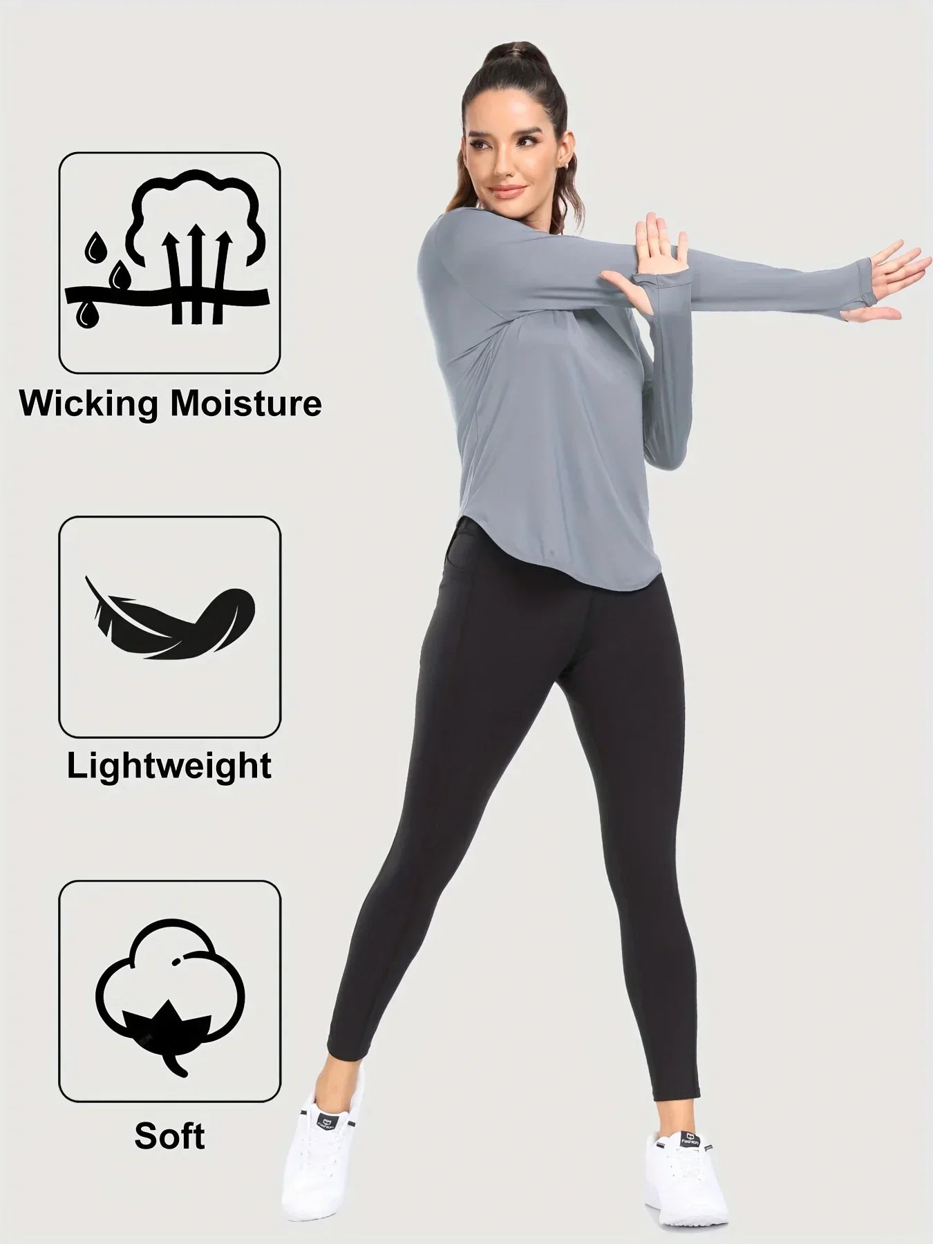 Women T-Shirts Sun Protection Sports Long Sleeves UV Protection Loose Breathable Running Yoga Clothes Fitness