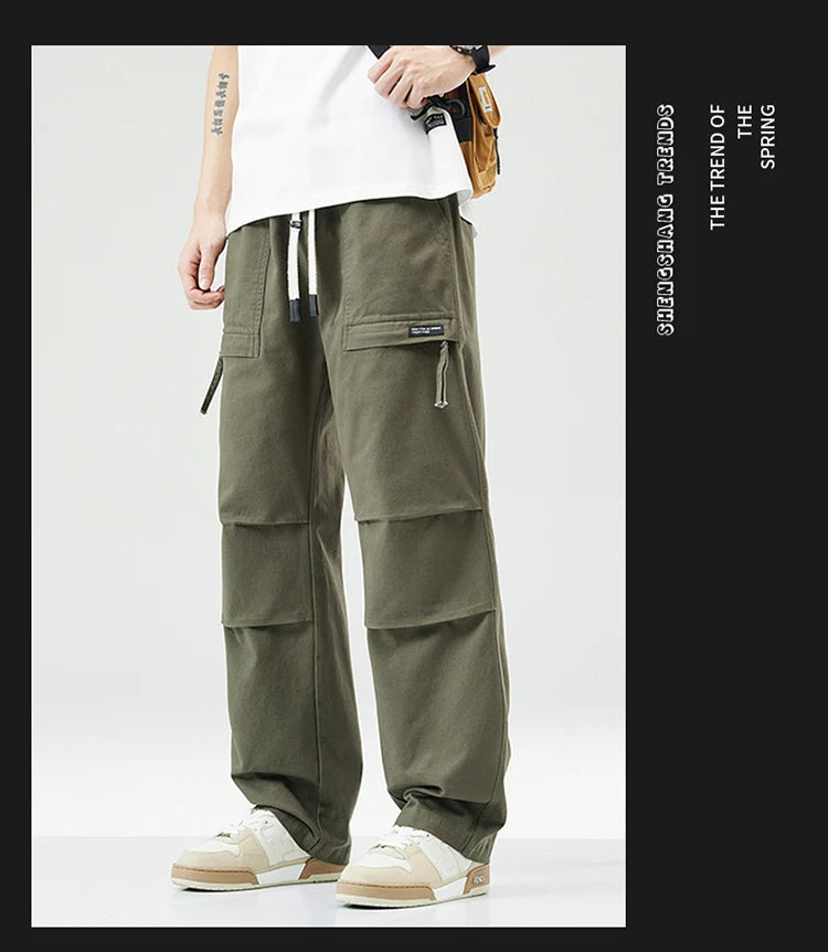 Trousers Male Y2k American Casual Multi-bag Loose Straight Trousers Sport Men's Clothing Male Jeans Pants New in Pants Man Set