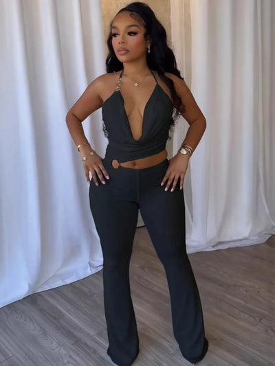 Women Jumpsuits For Summer Autumn Sleeveless Solid Color Bandage Loose Fashion Streetwear Overalls Wide Leg Pants Trousers 2025