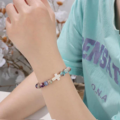Cross Bracelet for Women Christian Gifts Colorful Imperial Stone Catholic Religious Jewelry Mothers Day Birthday Christmas Gift