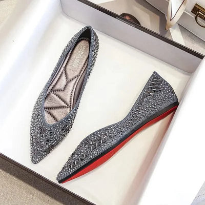 Women's Ballet Rhinestones Flats Female Plus Size 43 Slip on Boat Shoes Chaussure