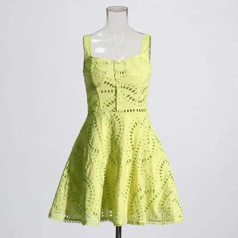 Summer Sundress Holiday Print Embroidery Cotton Short Cake Dress Women Sleeveless Tank Elastic Back Cocktail Party Vestidos