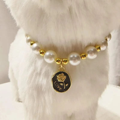 Pet Collar Adjustable Pearl Cat Collars Cute Rose Flower Kitten Puppy Necklace Pet Product Cat Dog Accessories