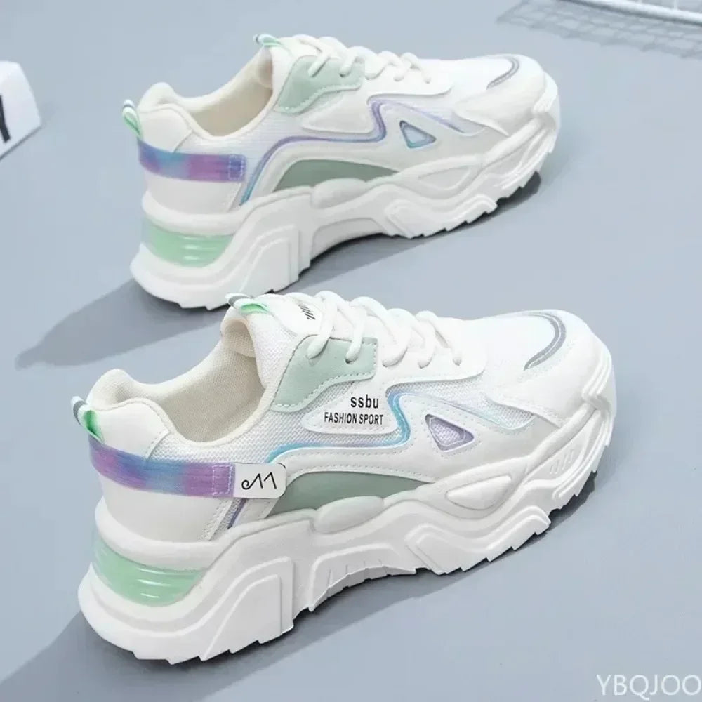 Sports shoes for women 2025 new fashion Korean version trendy fly woven breathable anti slip lightweight running shoes
