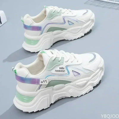 Sports shoes for women 2025 new fashion Korean version trendy fly woven breathable anti slip lightweight running shoes