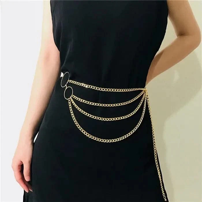 Designer Retro Tassel Chain  Metal Belt For Women| Punk Fringe Waist Dress Female |Silver Gold | Ladies