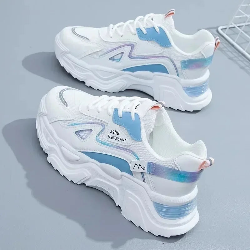 Sports shoes for women 2025 new fashion Korean version trendy fly woven breathable anti slip lightweight running shoes