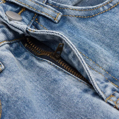 High-waist Plus-size Women Jeans Loose Small Person Straight Crotch Versatile Slimming Trousers Cotton Material