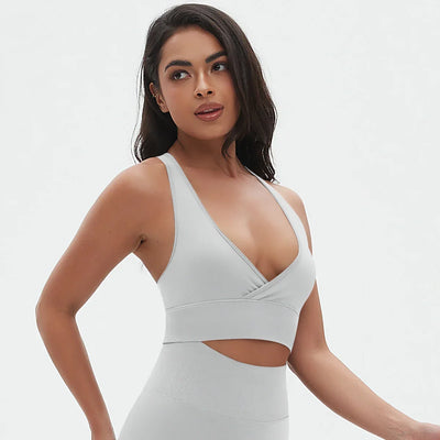 Women Sports Bra High Support Impact Ruched Fitness Underwear Gym Yoga Top Workout Clothes Push-up Corset Padded Activewear
