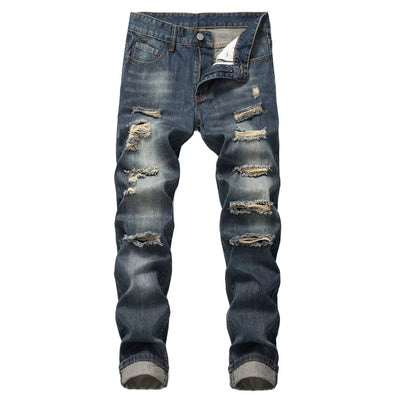 2025 New Denim Pants Men Fashion Hole Mens Jeans Classic Straight Denim Trousers Streetwear Slim Casual Jeans Man Plus Size 40