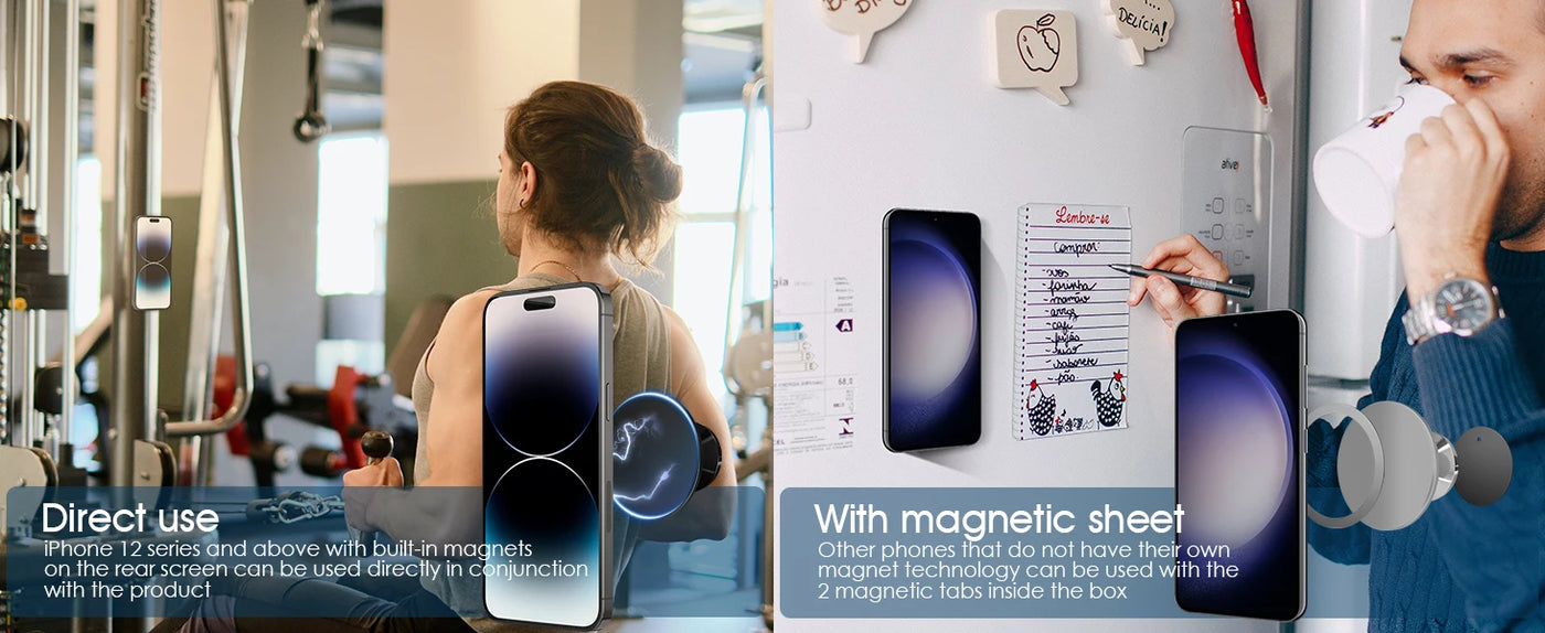 Gym Mate Magnetic Phone Mount &Double-sided Magnetic Suction Phone Holder for MagSafe. Shoot Hands-Free Videos While Working Out