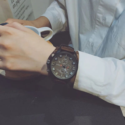 Original Men's Watches High-End Luxury Man Watch Leather Strap Date Business Quartz Watch Big Dial Military Tactical Wristwatch