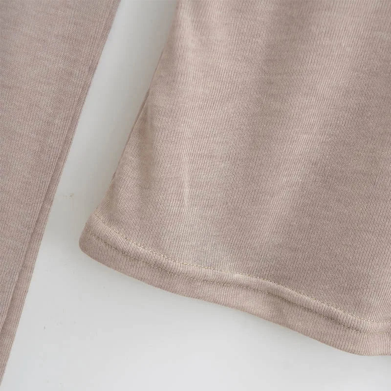 Women Crew Neck Fitted Long Sleeve Semi Sheer T-shirt