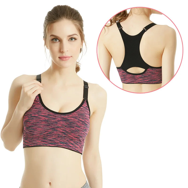 Women Sports Yoga Bra Breathable Quick Dry Top Shockproof Cross Back Push Up Fitness Active Bra Gym Running Bra Sportwear