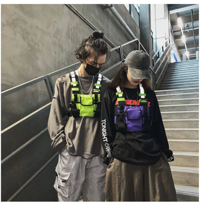 Multi-pocket Vest Bag for Men, Reflective Chest Bags, outdoor sport backpack сумка мужская bolso hombre bag for men mochilas 가방