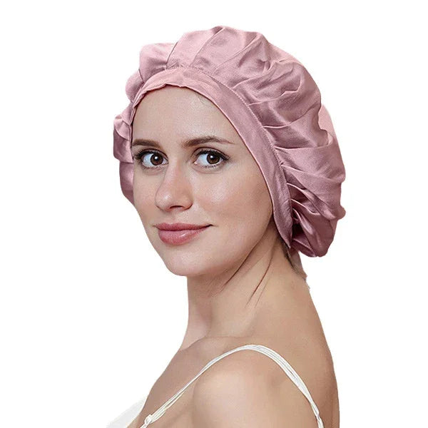 100% Mulberry Silk Bonnet Sleep Cap for Woman Night Hat 16 Momme with Adjustable Ribbons Hair Care