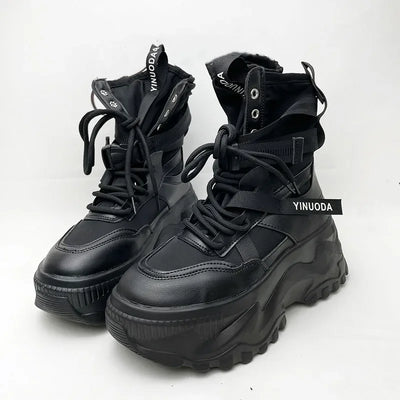 Women's Boots Platform Luxury Designer Shoes for Women  Lace Up Chunky Shoes Breathable Comfort  Ankle Boots Botas De Mujer