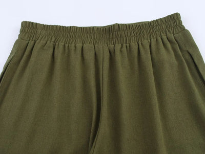 2025 new women's clothing European and American style fashionable versatile blended loose elastic trousers