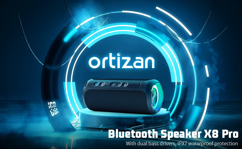 Bluetooth Speaker Wireless,IP67 Waterproof Portable Speaker with Lights,40W Loud Stereo Sound, TWS Pairing, BT5.3, Camping/Home