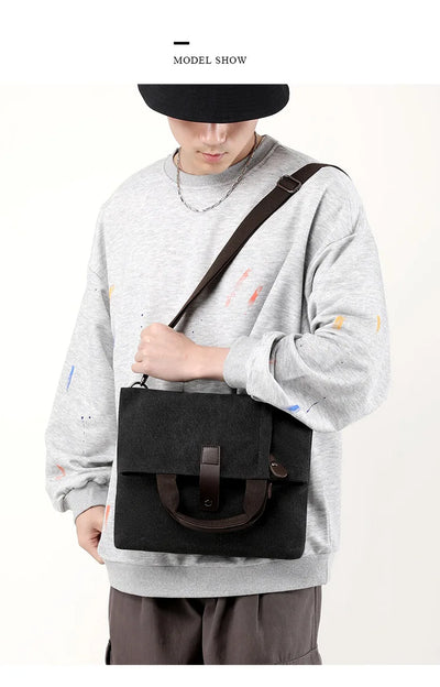 Men's Fashion Canvas Shoulder Bag Business Travel Crossbody bags Men Multifunctional Messenger Bags Briefcase Men Handbags Totes