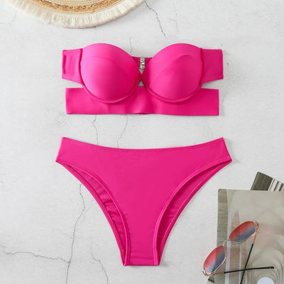 2025 Woman Separate Swimsuit Beach Outfits High Waist Sexy Bikini Set 2 Pieces Plus Size Bathing Suit Feminine Women's Swimwear