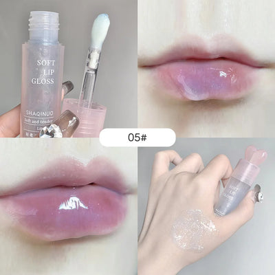 Moisturizing Lip Honey with Pearlescent Glitter - Nourishing Lip Care Oil for a Dewy, Water-Light Shine - Perfect for Stacking a