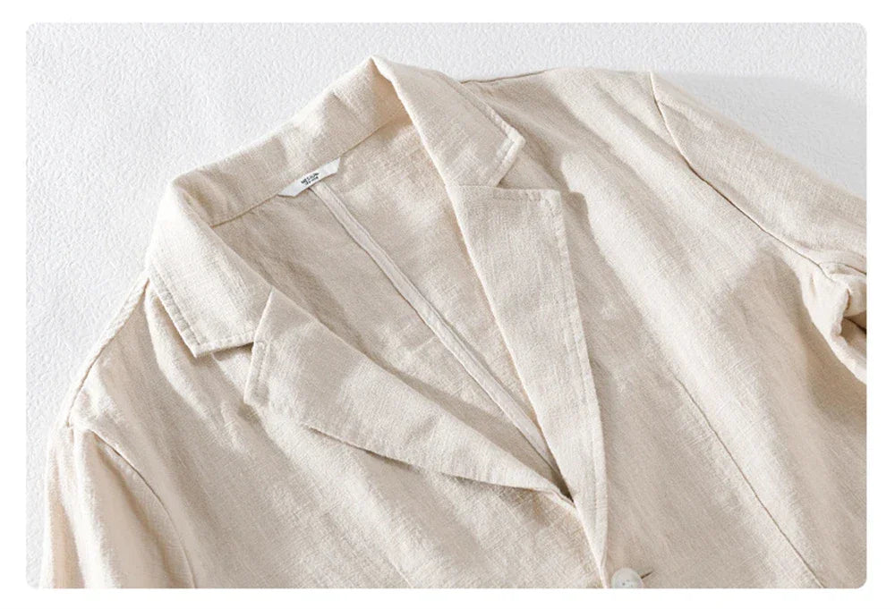 men's Blazers Linen and Cotton Casual men clothing fashion 2024 Spring Autumn Solid Tops for Young men loose Suit Coat