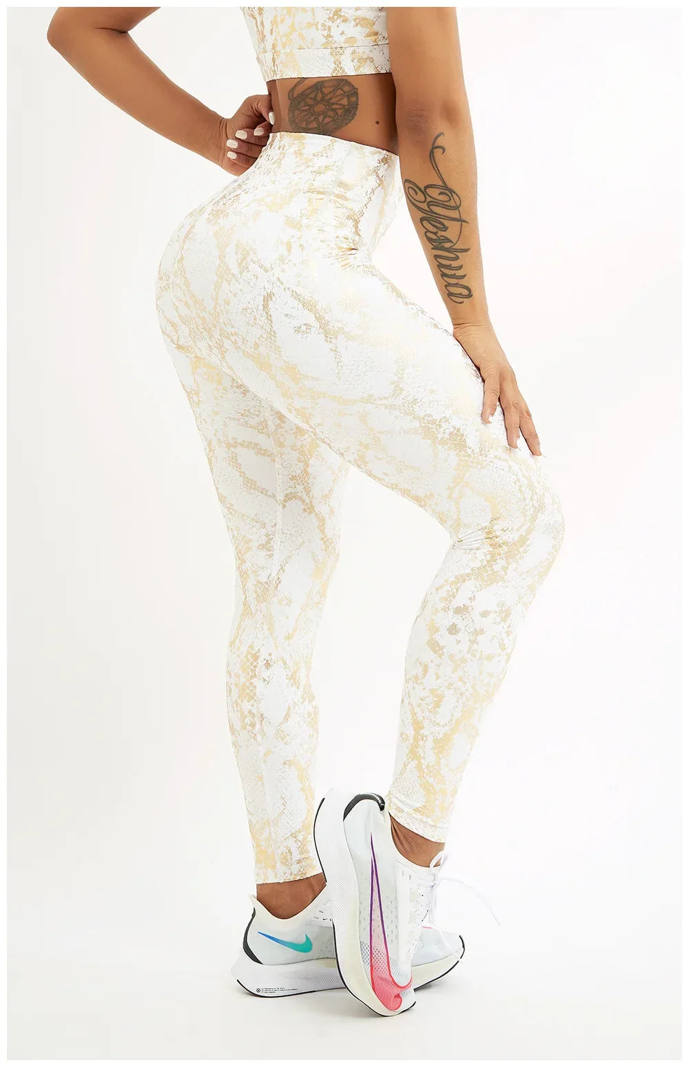 Snake Printed Yoga Pants Gilded Stretch Buttocks Sexy Casual Skinny Pants  For Women High Waist Elastic Fitness Sporty Leggings