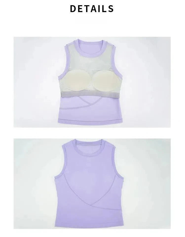 Women's Racerback Sports Bras with Padded - Summer Sleeveless Yoga Top Fitness Workout Running Shirt Breathable Quick Dry Vest