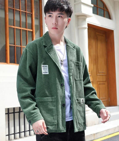 Man Suits and Blazers Black Corduroy Jacket for Men Single Breasted Fashion 2024 Elegant Coats Classic Casual High Quality New