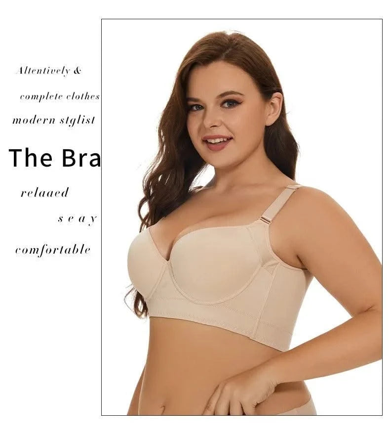 Dimmkof Full Back Coverage Push up Bras Women's Hide Back Fat Deep Cup Shapewear Fat Smoothing Uplift Underwire Bra For Big Bust