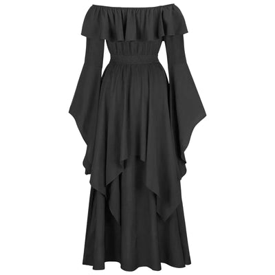 Renaissance Dress For Women Long Sleeves Medieval Off Shoulder Elastic High Waist Smocked Dress Elegant Evening Gown Plus Size