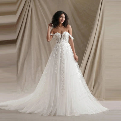 Wedding Dresses Women's A Line Off Shoulder Bridal Gown