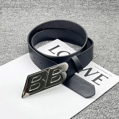 Men's Belt Wide Letter Casual Temperament Belt |Retro European and American Fashion Belt