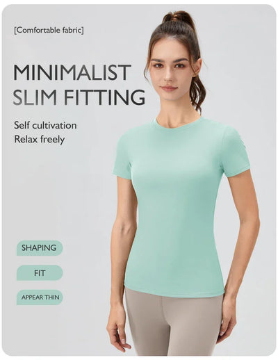 2024 Women Sports Shirt Tight Yoga top Quick Dry Gym Top Outdoor Short Sleeve Running Sportswear Women T-shirts - Elanique