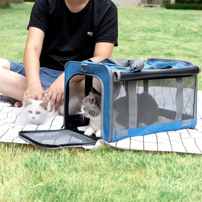 1 PCS Portable Wheeled Pet Carrier For 2 Large Cats Double Compartment Rolling Cat Travel Carrier For Two Pets