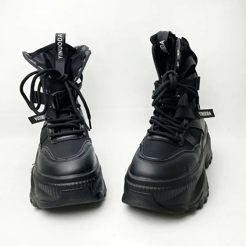 Women's Boots Platform Luxury Designer Shoes for Women  Lace Up Chunky Shoes Breathable Comfort  Ankle Boots Botas De Mujer