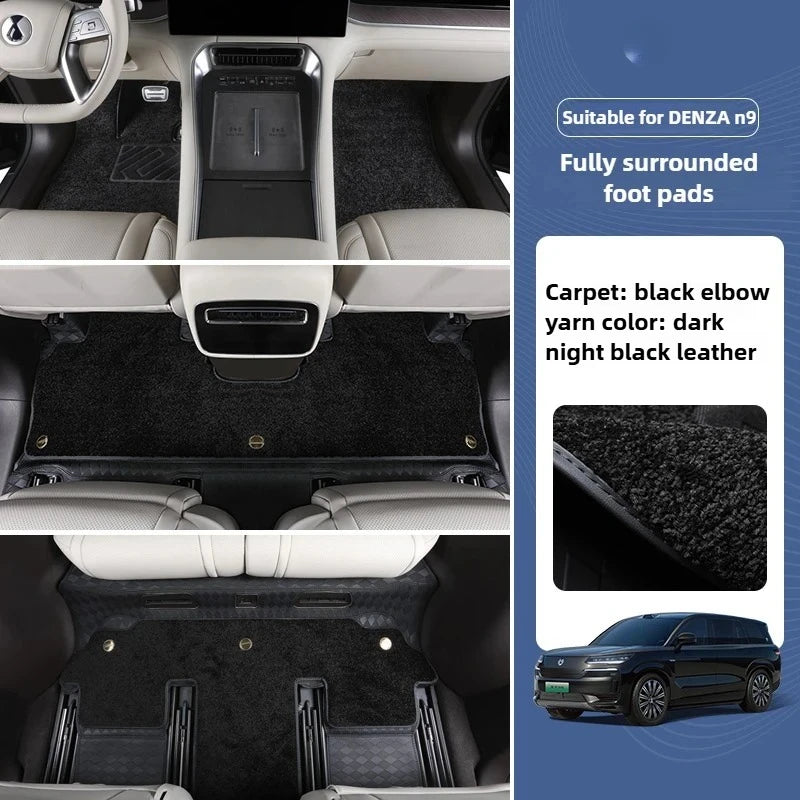 For DENZA N9 Car Floor Mats Double Layers Full Surrounded Auto Carpets Foot Liners Car Accessories Special for Six Seats
