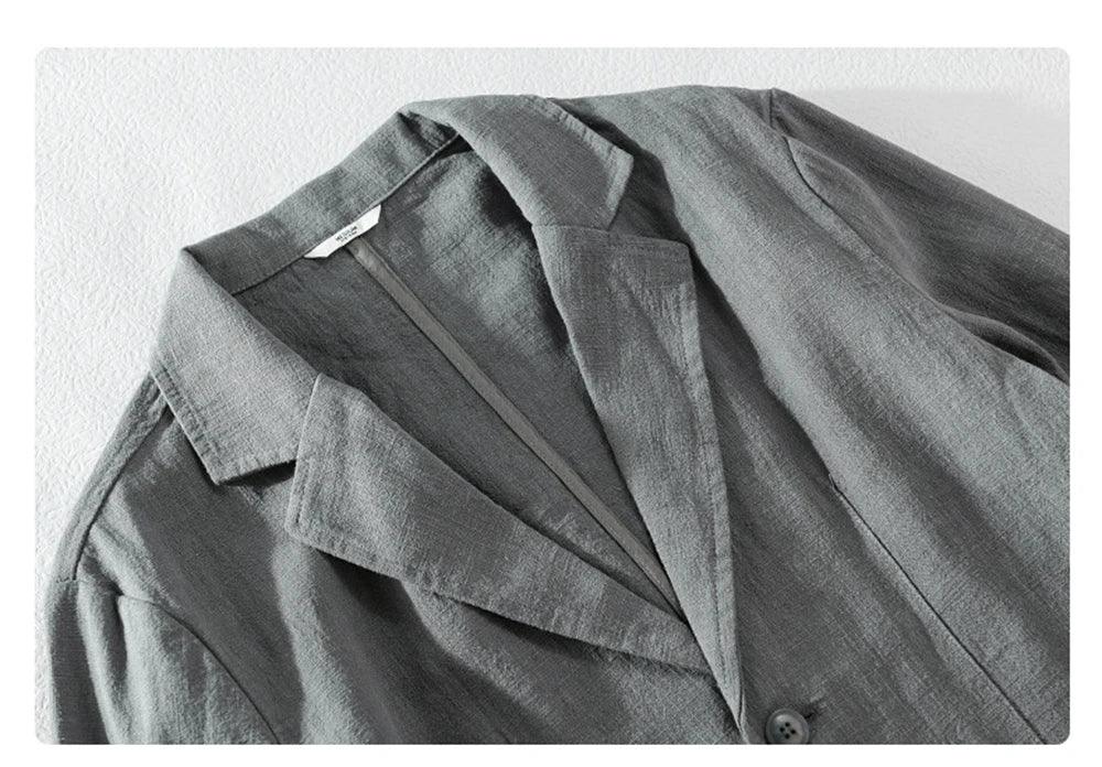 men's Blazers Linen and Cotton Casual men clothing fashion 2024 Spring Autumn Solid Tops for Young men loose Suit Coat