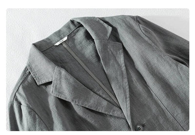 men's Blazers Linen and Cotton Casual men clothing fashion 2024 Spring Autumn Solid Tops for Young men loose Suit Coat