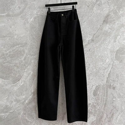 Women's pants 2025 autumn new high waisted slim women's jeans pure cotton straight leg pants  Wide leg pants curved knife jeans