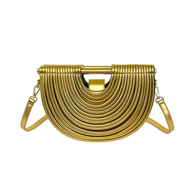 Handbags for Women 2025 New Gold Luxury Designer Brand Handwoven Noodle Bags Rope Knotted Pulled Half Moon Silver Evening Clutch