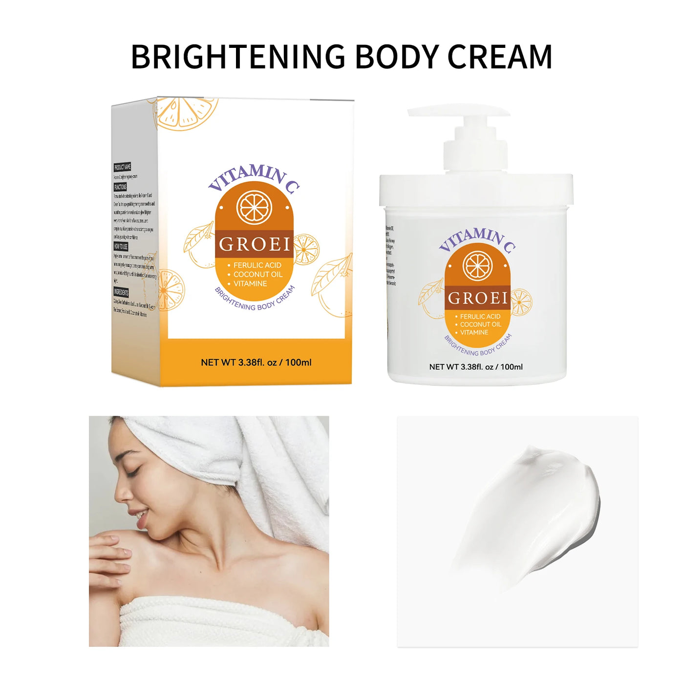 GROEI Brightening & Firming Orange Face Cream - 100ml for Radiant, Youthful Skin Moisturizing Cream