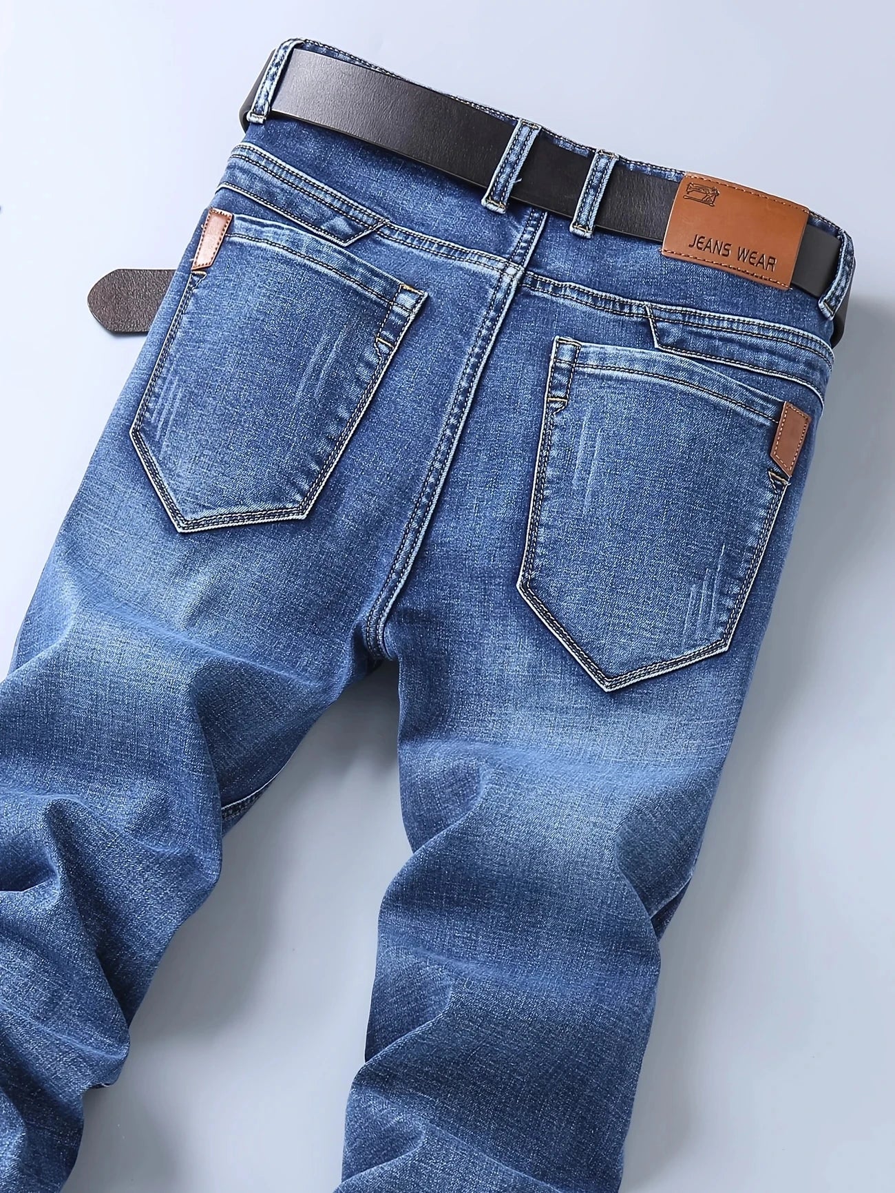 2025 New Business Men's Jeans Casual Straight Stretch Fashion Classic Blue  Work Denim Trousers Male Brand Clothing 29-40size