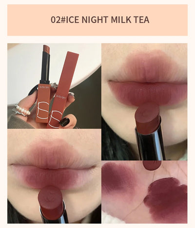 TX010Thin Tube Matte Lipstick, Waterproof and Sweatproof, Does Not Fade Or Remove Makeup, Can Be Used on Both Lips and Cheeks