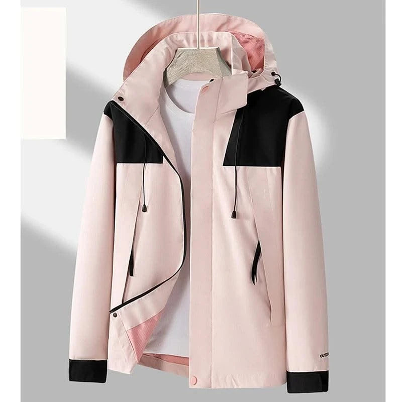Women's Waterproof Ski Jacket Unisex Outdoor Single layer Jacket Mountain Windbreaker Hooded Raincoat Detachable Hat Coat